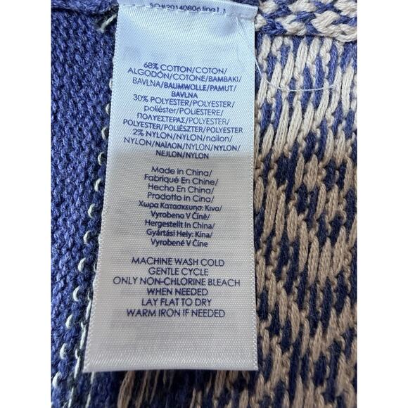 Chaps Women's XL Blue Fair Isle Open Front Cardigan Sweater Aztec Southwest - Picture 5 of 9